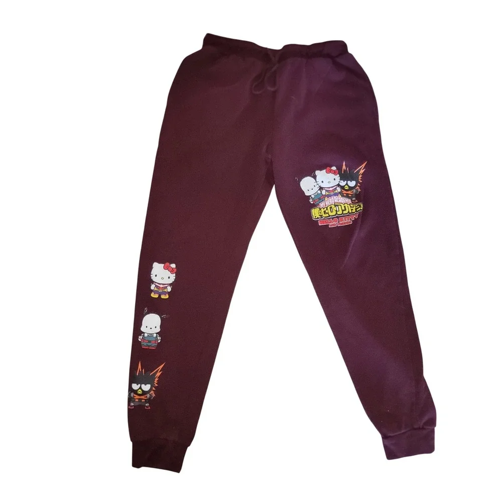My Hero Academia Hello Kitty‎ and Friends Burgundy Hoodie sweatsuit streetwear
